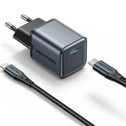Cargador de Pared GaN Vention TZ-FEVH0-EU 20W USB-C con Cable Lightning