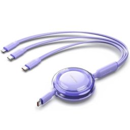 Cable USB Tipo-C 2.0 3 en 1 Vention Retráctil 1.1m Morado