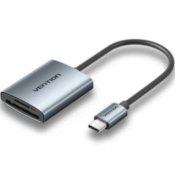 Lector de Tarjetas Vention USB-C 3.0 2 en 1 SD/TF Aluminio Gris