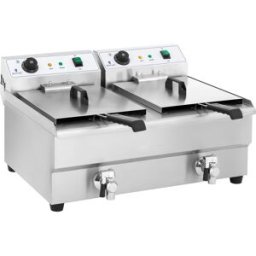 Royal Catering Freidora eléctrica doble - 2 x 16 L con grifo de vaciado 10010028