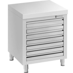 Armario de trabajo de acero inoxidable - 70 x 50 cm - 185 kg - 7 cajones para bolas de pizza - Royal Catering 10013463