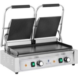 Parrilla de contacto - ondulada + lisa - Royal Catering - 3,600 W 10011990