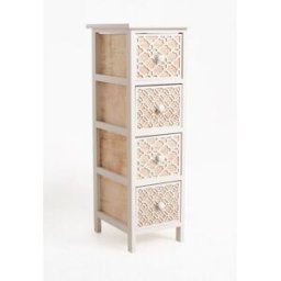 RegalosMiguel Mueble Auxiliar Egle Blanco Estrecho 4 Cajones