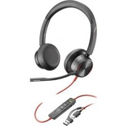 HP POLY Auriculares estéreo Blackwire 8225 USB-C + Adaptador US Negro