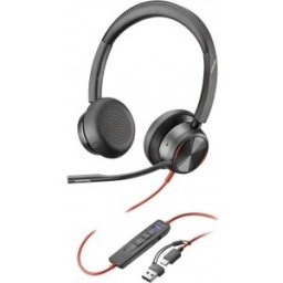 HP POLY Auriculares estéreo Blackwire 8225 con certificación Mi Negro