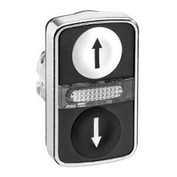 Cabeza pulsador luminoso doble ø22 - blanco rasante/negro rasante - con marcaje ref. ZB4BW7A1724 Schneider Electric [PLAZO 8-15