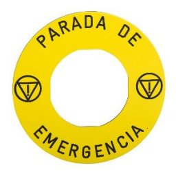 etiqueta amarilla parada de emergencia Ø60 para utilizarse con ZBZ3605 ref. ZBY9430T Schneider Electric [PLAZO 3-6 SEMANAS]
