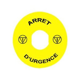 Etiqueta marcada ø90 para parada de emergencia - arret d'urgence/logo ISO13850 ref. ZBY8130 Schneider Electric [PLAZO 3-6 SEMANA