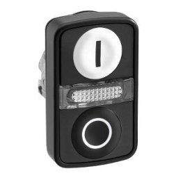 Cabeza pulsador doble luminoso ø22-blanco/negro luminoso c/marcaje ref. ZB4BW7A17217 Schneider Electric [PLAZO 3-6 SEMANAS]