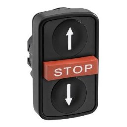 Cabeza pulsador triple ø22 - negro rasante/rojo saliente/negro rasante c/marcaje ref. ZB5AA72124 Schneider Electric [PLAZO 8-15