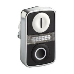 Cabeza pulsador doble luminoso ø22-blanco/negro luminoso c/marcaje ref. ZB4BW7A1721 Schneider Electric [PLAZO 3-6 SEMANAS]