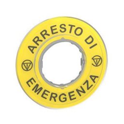 Etiqueta marcada ø60 parada de emergencia - arresto de emergenza/logo ISO13850 ref. ZBY9620 Schneider Electric [PLAZO 3-6 SEMANA