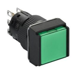 pulsador luminoso cuadrado verde Ø16 - 1NANC - 12V ref. XB6ECW3J1P Schneider Electric [PLAZO 3-6 SEMANAS]