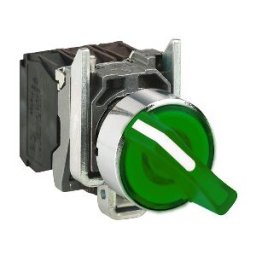 Schneider Electric Illuminated selector switch, metal, green, Ø22, 3 positions, stay put, 110...120 V AC, 1 NO + 1 NC ref. XB4BK133G5 Schneider Ele