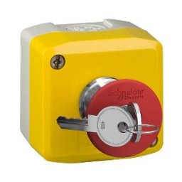 yellow station - 1 red mushroom head pushbutton Ø40 key release 1NC ((*)) ref. XALK188 Schneider Electric [PLAZO 3-6 SEMANAS]