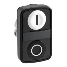 Cabeza pulsador doble ø 22 - blanco rasante/negro rasante con marcaje ref. ZB4BA71217 Schneider Electric [PLAZO 3-6 SEMANAS]