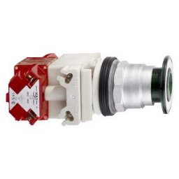 cabeza Ø41 pulsador seta lumin. verde Ø30 3 posic. pulsar-tirar 48V p/lámp/BA 9s ref. 9001KR8P36LGG Schneider Electric [PLAZO 8-