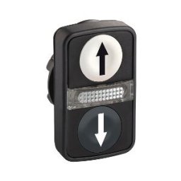 Cabeza pulsador luminoso doble ø 22 - blanco rasante/negro rasante con marcaje ref. ZB5AW7A1724 Schneider Electric [PLAZO 8-15 D