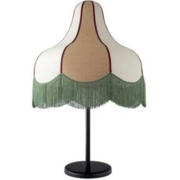 Lámpara de Mesa con flecos LIV Beige Yute con Flecos Verdes