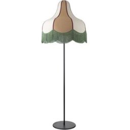 Lámpara Pie de Salón LIV Beige Yute con Flecos Verdes