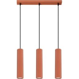 Lámpara colgante tubo Karbon Rojo Ocre 3L