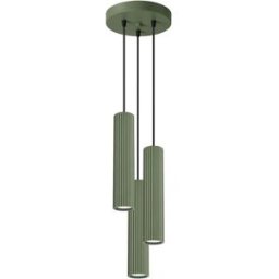 Lámpara colgante tubo Karbon Verde Oliva 3P