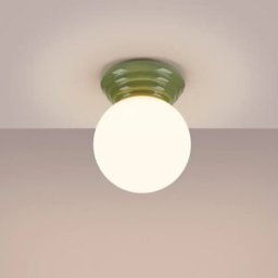 Lámpara de techo de cerámica Zori con IP44 Verde Oliva
