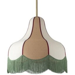 Lámpara de Techo Liv D40 Beige Yute con Flecos Verdes