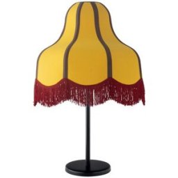 Lámpara de Mesa con flecos LIV Mostaza Tejido con Flecos Burdeos