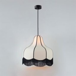 Lámpara de Techo Liv D50 Beige Tejido con Flecos Negros