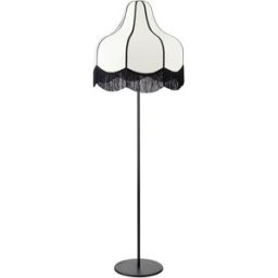Lámpara Pie de Salón LIV Beige Tejido con Flecos Negros