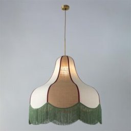 Lámpara de Techo Liv D70 Beige Yute con Flecos Verdes