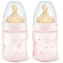 Nuk Biberón con Tetina de Látex Boca Ancha Rosa 150 ml 150 ml