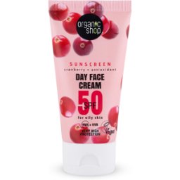 Organic Shop Sunscreen Crema Facial de Día Arándano Rojo SPF 50 50 ml
