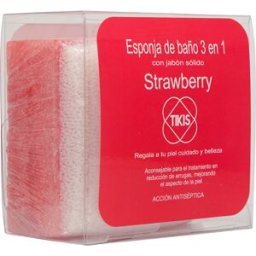 Tikis Esponja Cuadrada Con Jabón Fresa 100 gr
