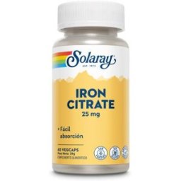 Solaray Citrato de Hierro 25 mg 60 Cápsulas Vegetales