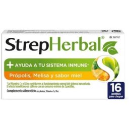 StrepHerbal Própolis y Melisa Sabor Miel 16 Pastillas