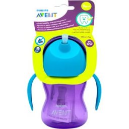 Philips Vaso con Pajita y Asas 210 ml Morado