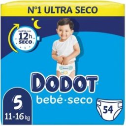 Dodot Pañales Bebé Seco T5 11-16 Kg 54 Unidades
