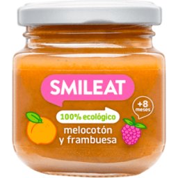 SMILEAT Tarrito Bio Frambuesa y Melocotón + 8 Meses 130 gr
