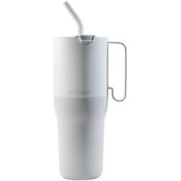 Klean Kanteen Termo Rise Tumbler de 1064 ml con tapa Flip Lid y pajita de acero inoxidable gris claro