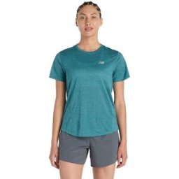New Balance Camiseta de running Essential para mujer verde oscuro XS