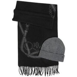 Ralph Lauren Set de 2 piezas gorro y bufanda negro
