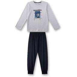 Sanetta Pijama de niño de 2 piezas, camiseta de manga larga y pantalón gris claro 140