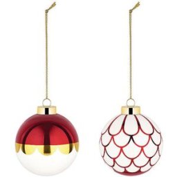Alessi Bola de árbol de Navidad 2 piezas 6cm Blanco/Rojo rojo