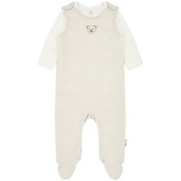 Steiff Conjunto de bebé de 2 piezas, pelele y camiseta de manga larga gris claro 80