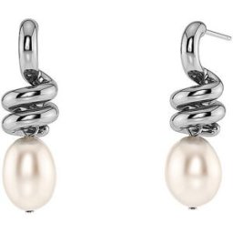 Edblad Pendientes SWIVEL PEARL Large steel plata