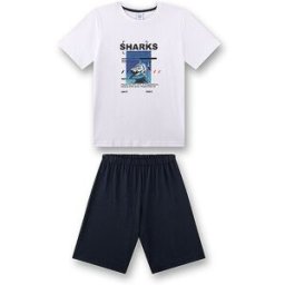 Sanetta Pijama de niño de 2 piezas, camiseta y pantalones cortos blanco 140
