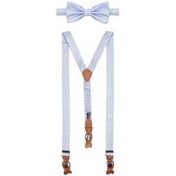 Seidenfalter Set de tirantes con pajarita y clips de botón azul claro