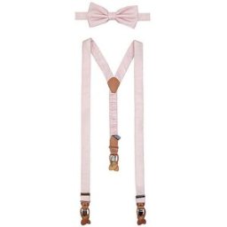 Seidenfalter Set de tirantes con pajarita y clips de botón rosa